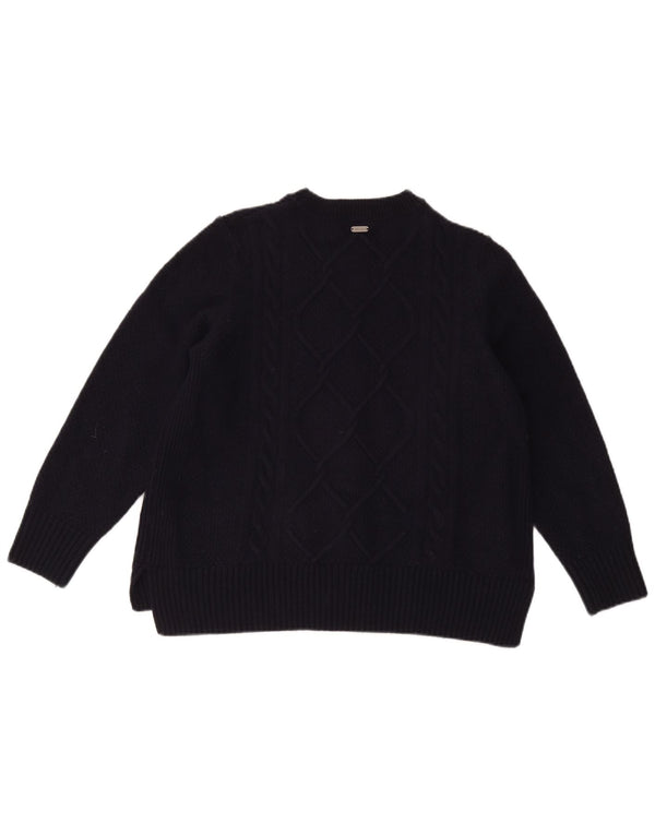 Sweter damski Barbour z okrągłym dekoltem UK 14, duży, granatowy, wełniany