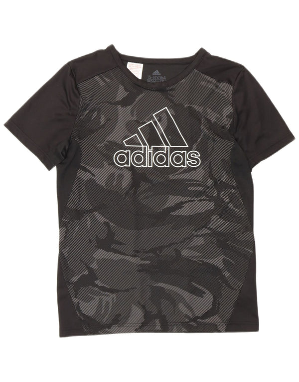 Chłopięca koszulka z grafiką Adidas Top 13-14 lat Czarna geometryczna sportowa