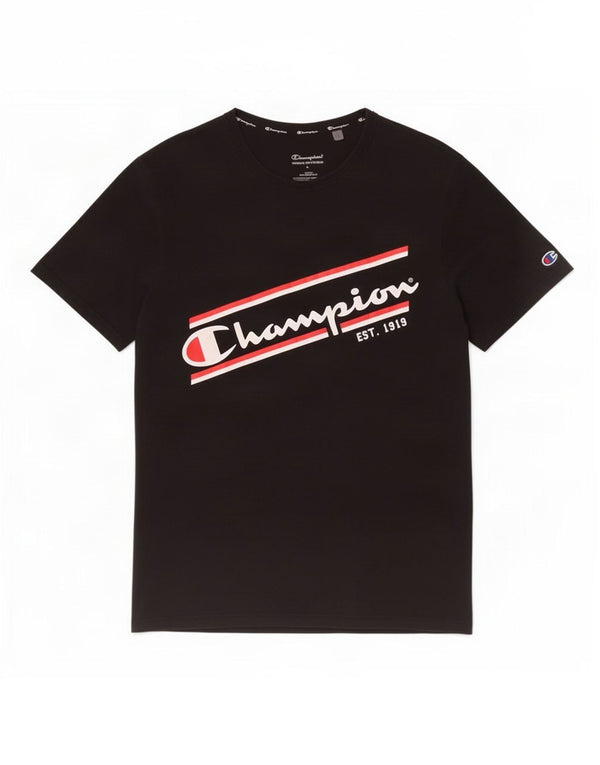 Męski T-shirt Champion z grafiką, duży, czarny, bawełniany