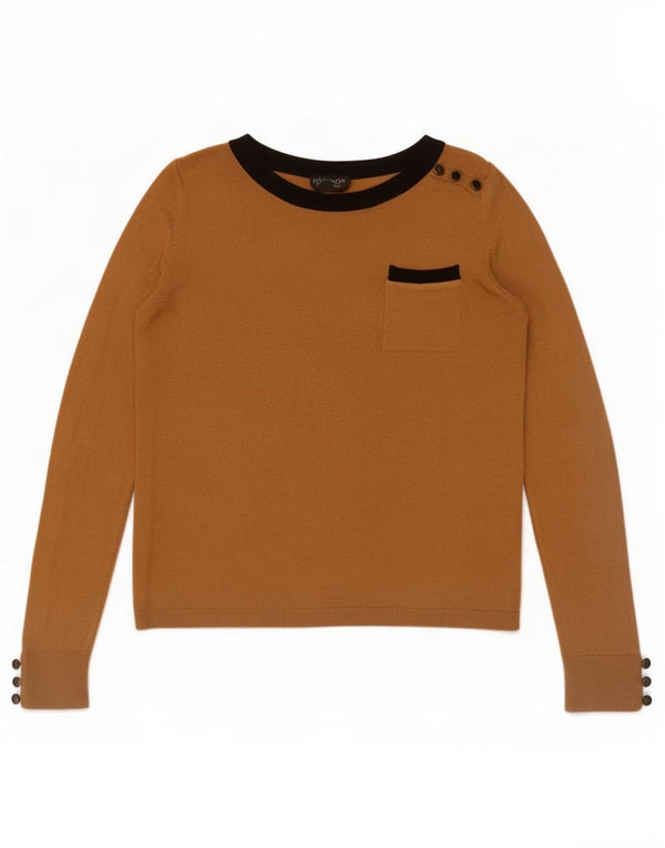 Damski sweter z dekoltem w łódkę Topshop UK 12 Średni brązowy wiskoza