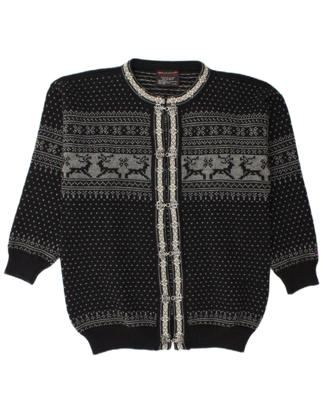 Sweter męski Norwool Średni czarny Fair Isle New Wool