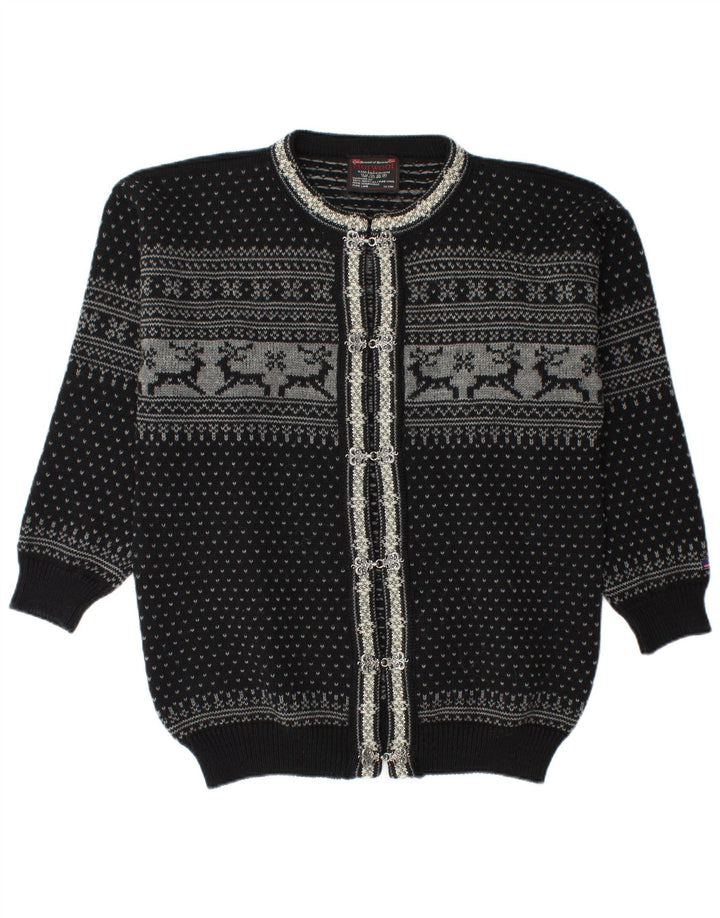 Sweter męski Norwool Średni czarny Fair Isle New Wool