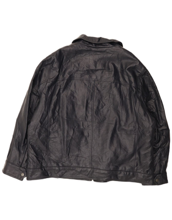 Męska kurtka ze sztucznej skóry Tommy Hilfiger UK 46 3XL Granatowy poliuretan