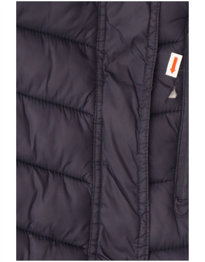 SUPERDRY Damski płaszcz z kapturem i ociepleniem UK 14, średni granatowy nylon