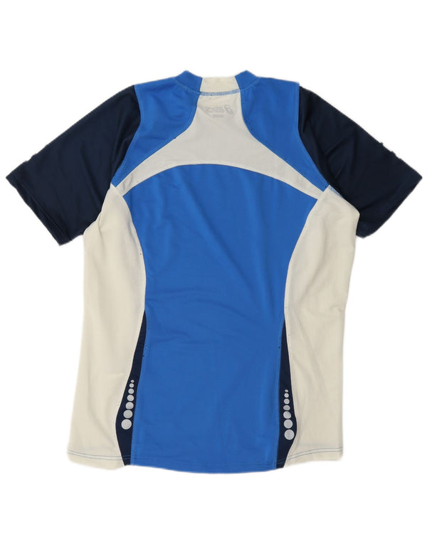 T-shirt męski Asics Top, średni niebieski, poliester z blokami kolorów