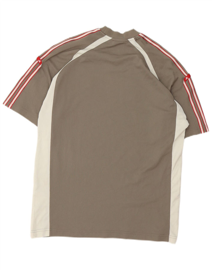 Adidas Męski T-shirt Top Mały Szary Poliester z blokami kolorów