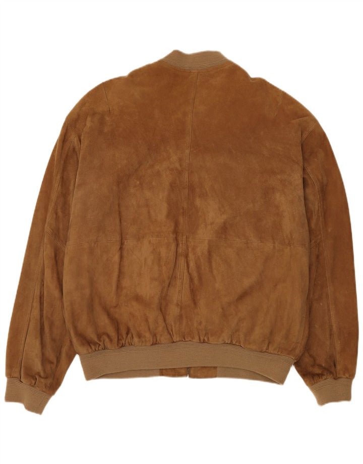 Męska zamszowa kurtka bomber McNeal UK 44 2XL Beżowa skóra