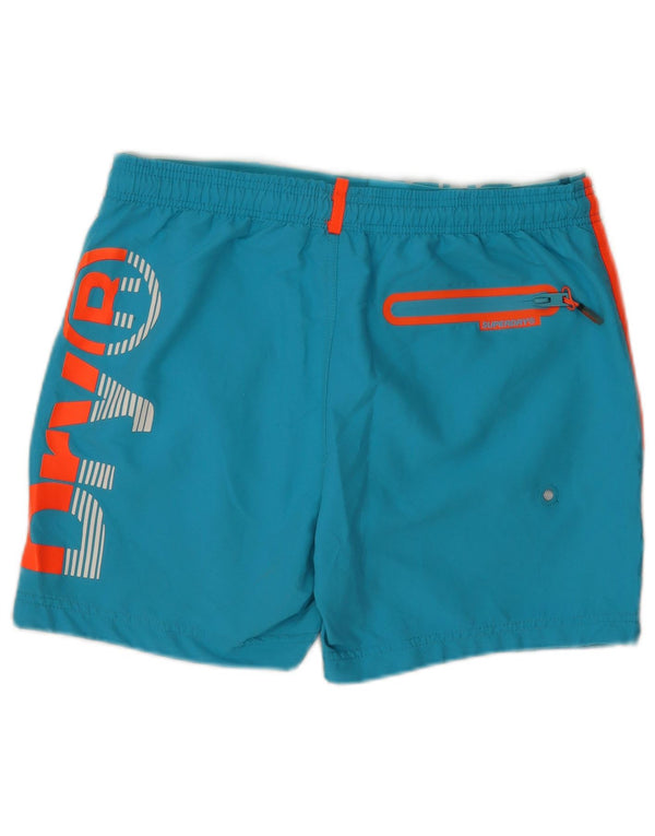Męskie spodenki kąpielowe Superdry Graphic Regular, duże, niebieskie, z blokami kolorów