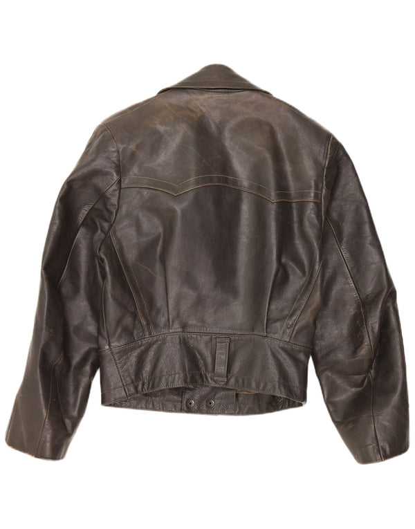 VINTAGE Womens Leather Jacket UK 14 Medium Black