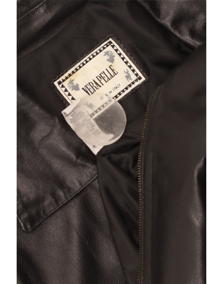 Vintage męska kurtka skórzana bomber UK 42 2XL czarna skóra