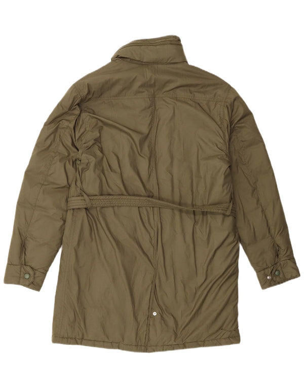 Damski ocieplany płaszcz z kapturem ALBERTO ASPESI UK 14, średni poliester khaki