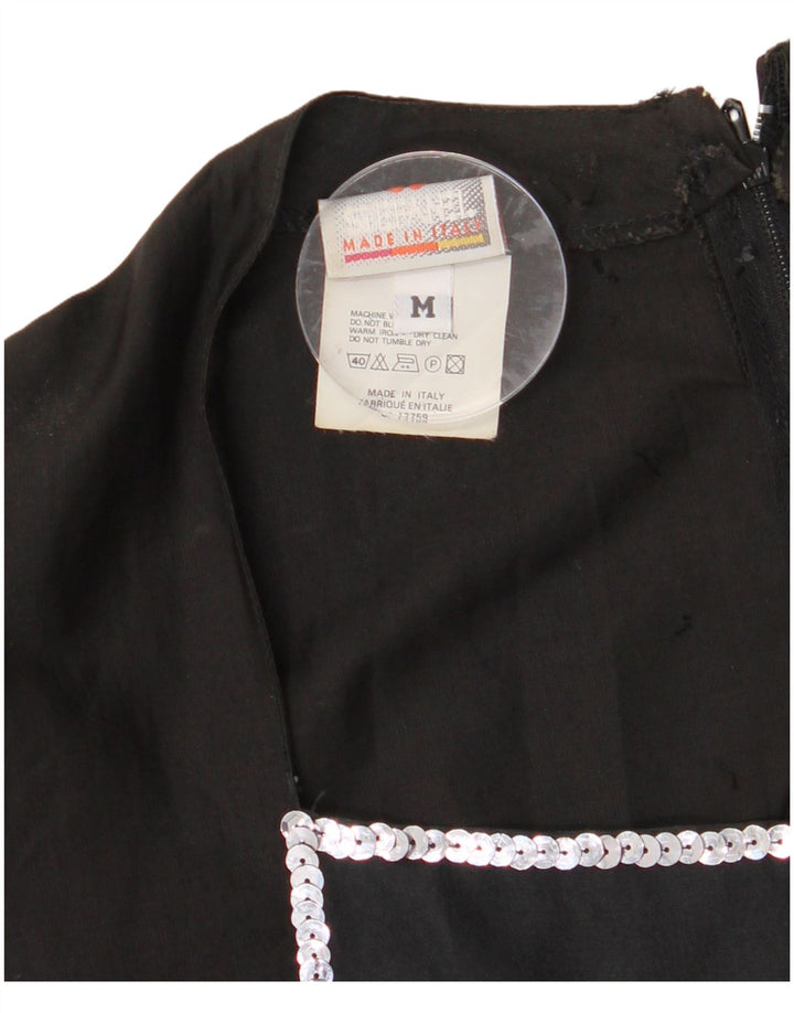 STEFANEL Damska Sukienka Maxi UK 12 Średnia Czarna Bawełna