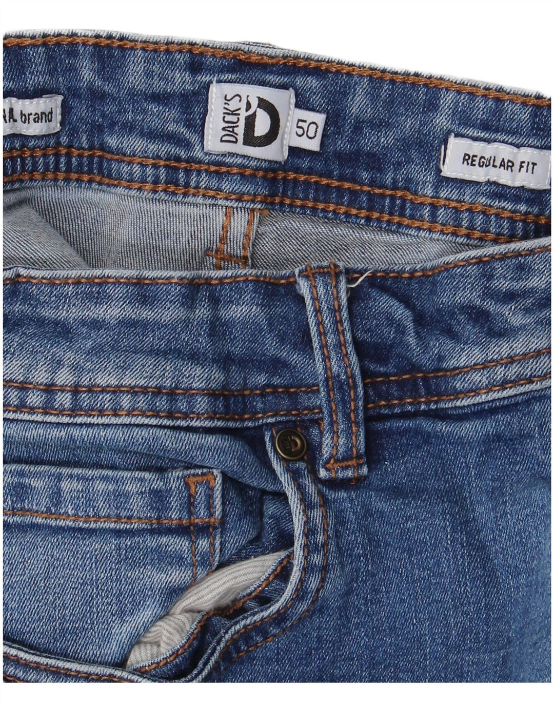 DACK'S Damskie proste dżinsy ze średnim stanem IT 50 XL W32 L27 Niebieskie