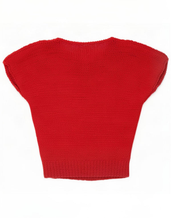 Vintage damska bluzka z dzianiny Top UK 14 Medium Red