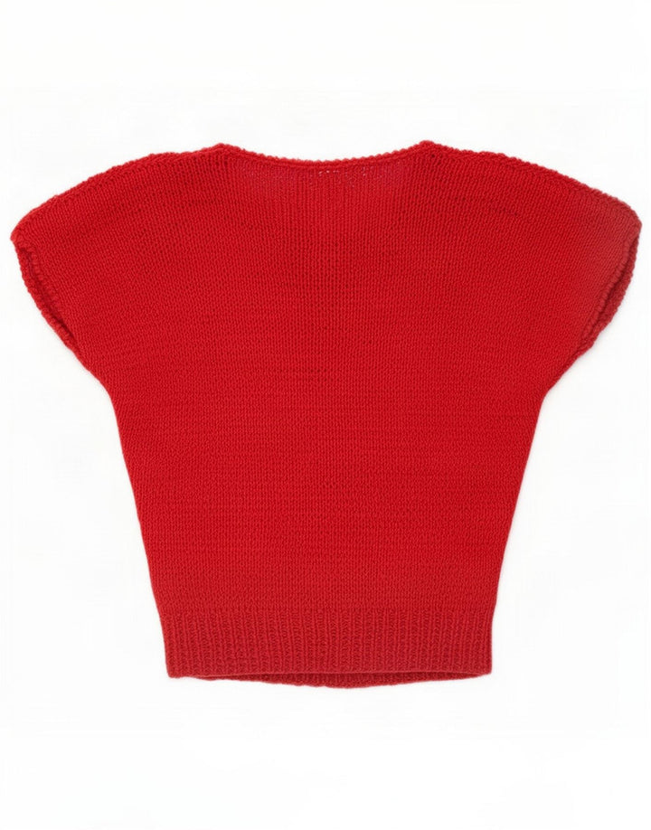 Vintage damska bluzka z dzianiny Top UK 14 Medium Red