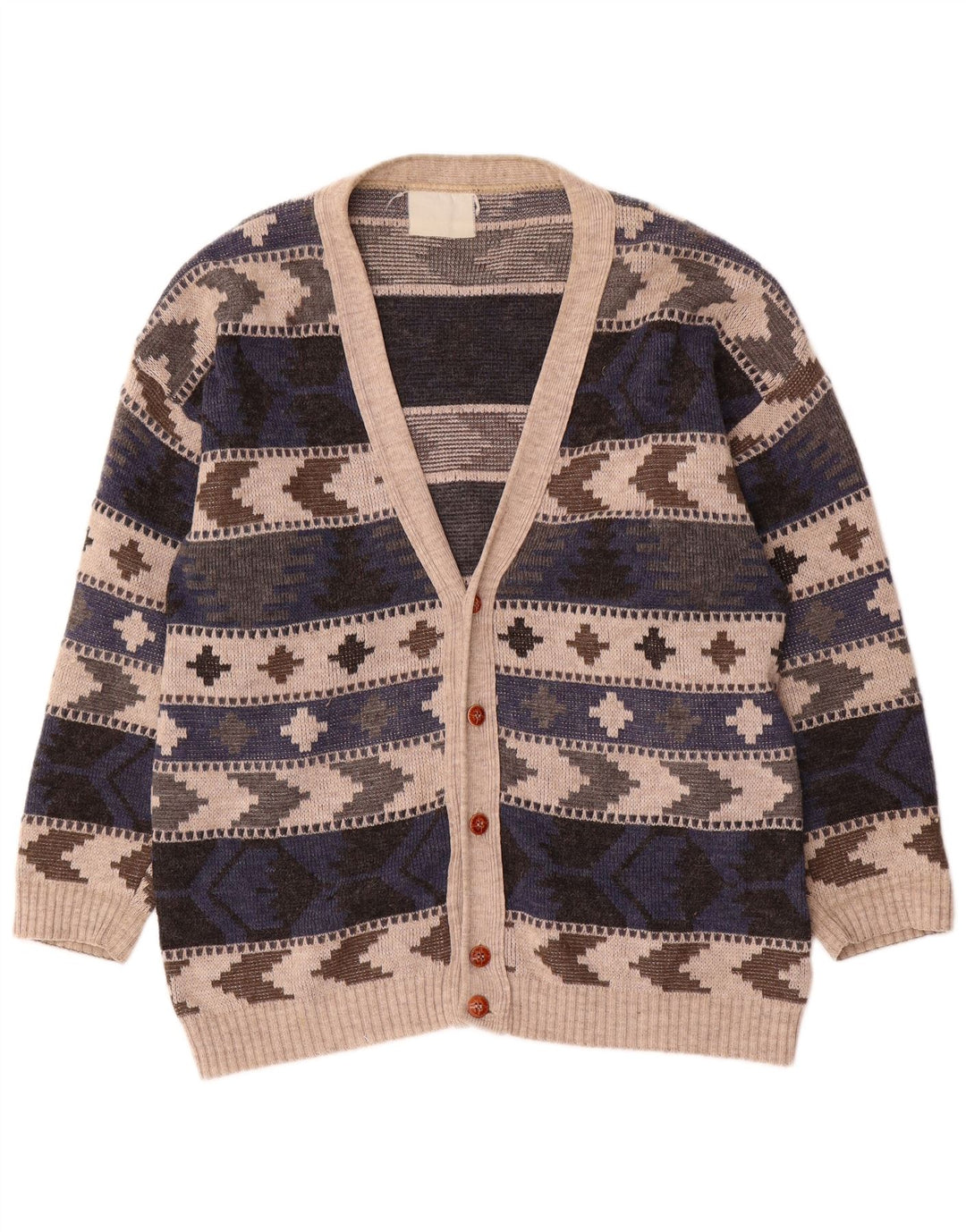 Sweter męski w stylu vintage, duży, wielokolorowy, geometryczny