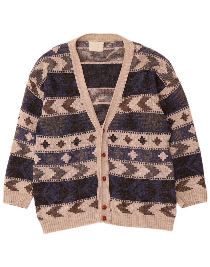 Sweter męski w stylu vintage, duży, wielokolorowy, geometryczny