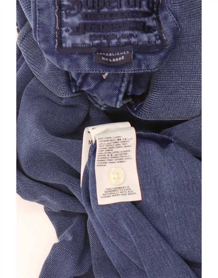Męska koszulka polo Superdry 2XL, niebieska, bawełniana