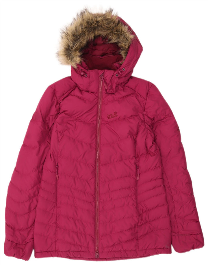 Damska ocieplana kurtka z kapturem Jack Wolfskin UK 8/10, mały, różowy poliester