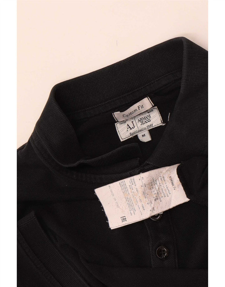 Męska koszulka polo Armani Jeans o dopasowanym kroju, średnia czarna, bawełniana