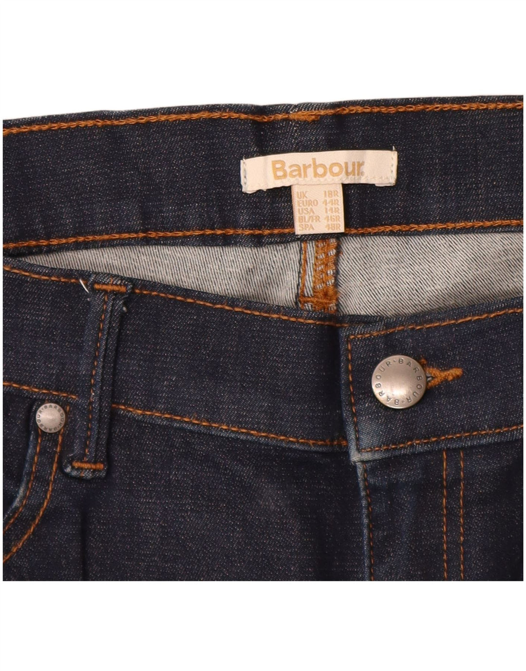 Damskie jeansy proste BARBOUR UK 18 XL W34 L28 Granatowe, bawełniane