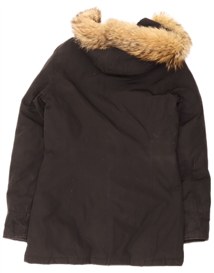 Damska ocieplana kurtka z kapturem Woolrich UK 10, mała, czarna bawełna