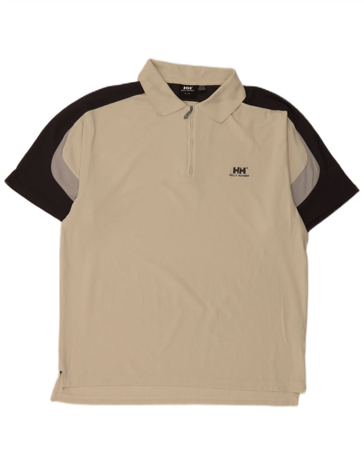 Męska koszulka polo Helly Hansen XL w kolorze złamanej bieli, nylon w blokach kolorów