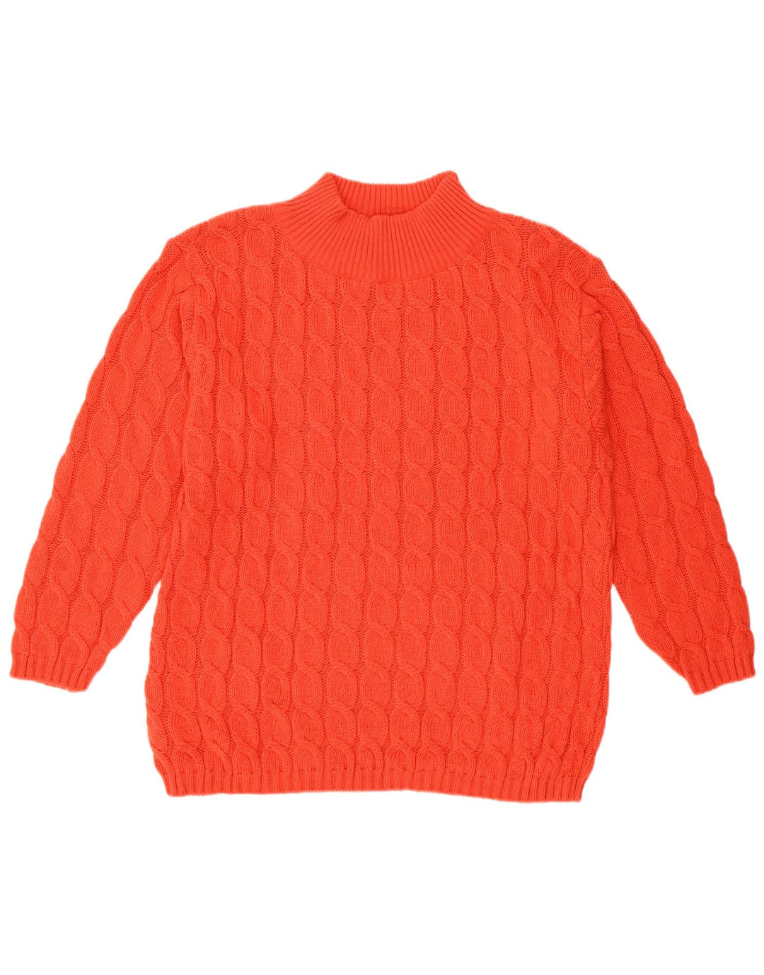 Sweter damski VINTAGE z golfem UK 14, średnia czerwona wełna