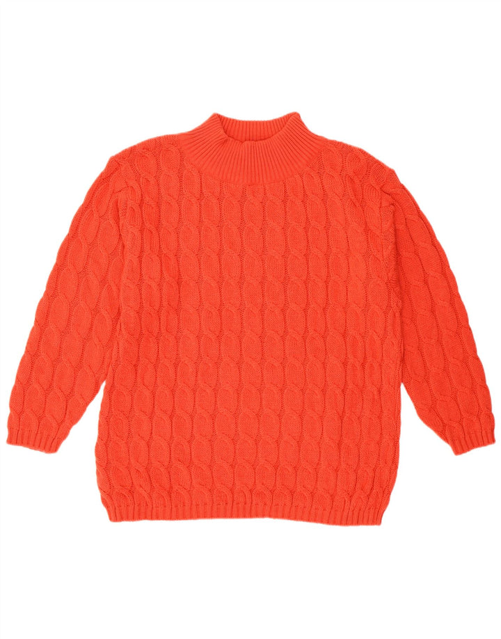 Sweter damski VINTAGE z golfem UK 14, średnia czerwona wełna