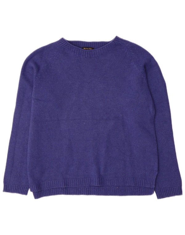 Sweter damski Massimo Dutti z dekoltem w łódkę UK 16, duży, granatowy, wełniany