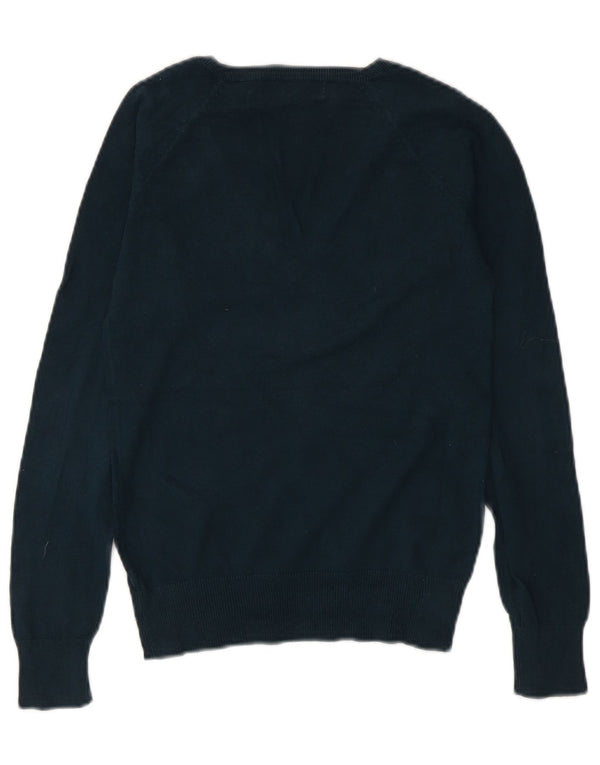 Sweter damski Zara z dekoltem w kształcie litery V, UK 10, mały, granatowy, bawełniany