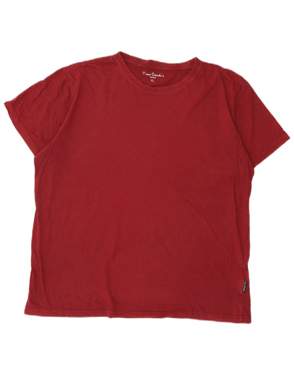 T-shirt męski Pierre Cardin, top XL, bordowa bawełna