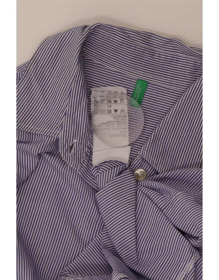 Koszula damska BENETTON UK 16, duża, niebieska, bawełniana w prążki