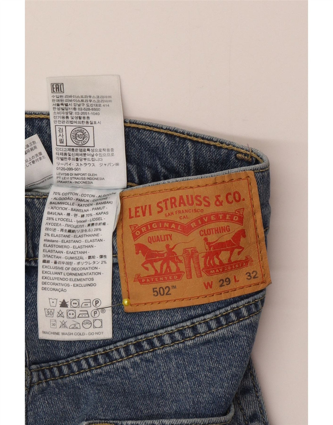 Męskie jeansy Levi's 502 Tapered W29 L32 Niebieskie bawełniane