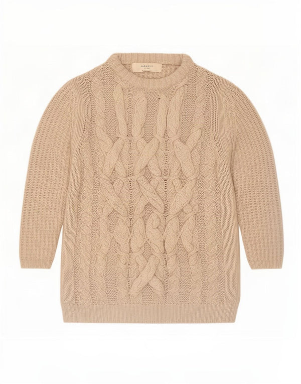 Damski sweter Zara z rękawami 3/4 i dekoltem w łódkę UK 12 średni beż akrylowy