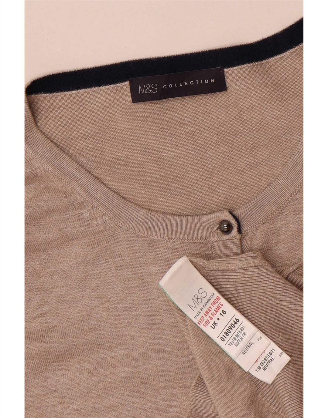 Sweter damski Marks & Spencer UK 16, duży, beżowy, wiskoza