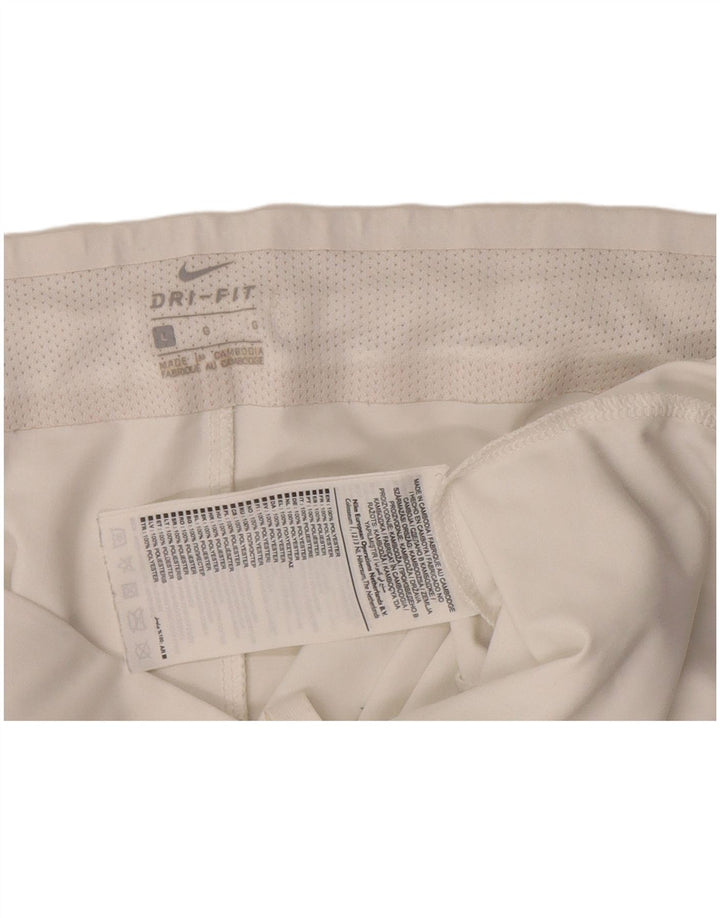 Damskie spodenki sportowe Nike Dri Fit UK 16, duże, białe, poliestrowe