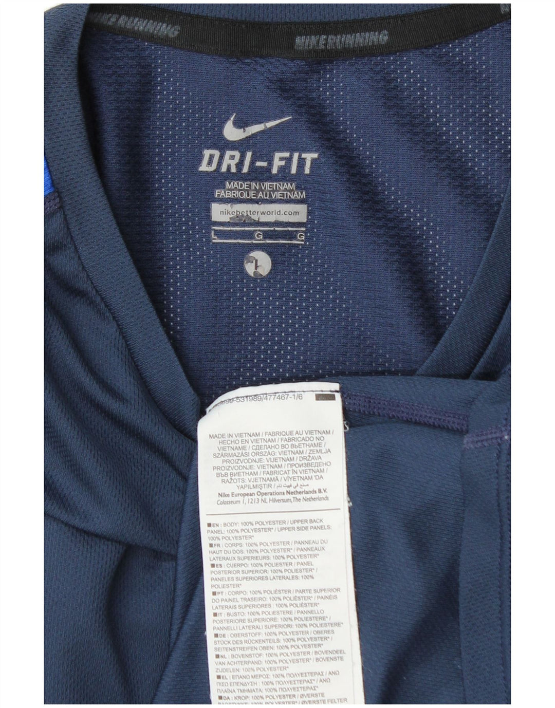 T-shirt męski Nike Dri Fit, duży, granatowy, poliestrowy blok kolorów