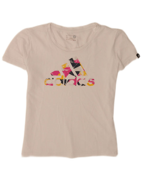 Damska koszulka z grafiką Adidas Top UK 8/10 Mała biała bawełna