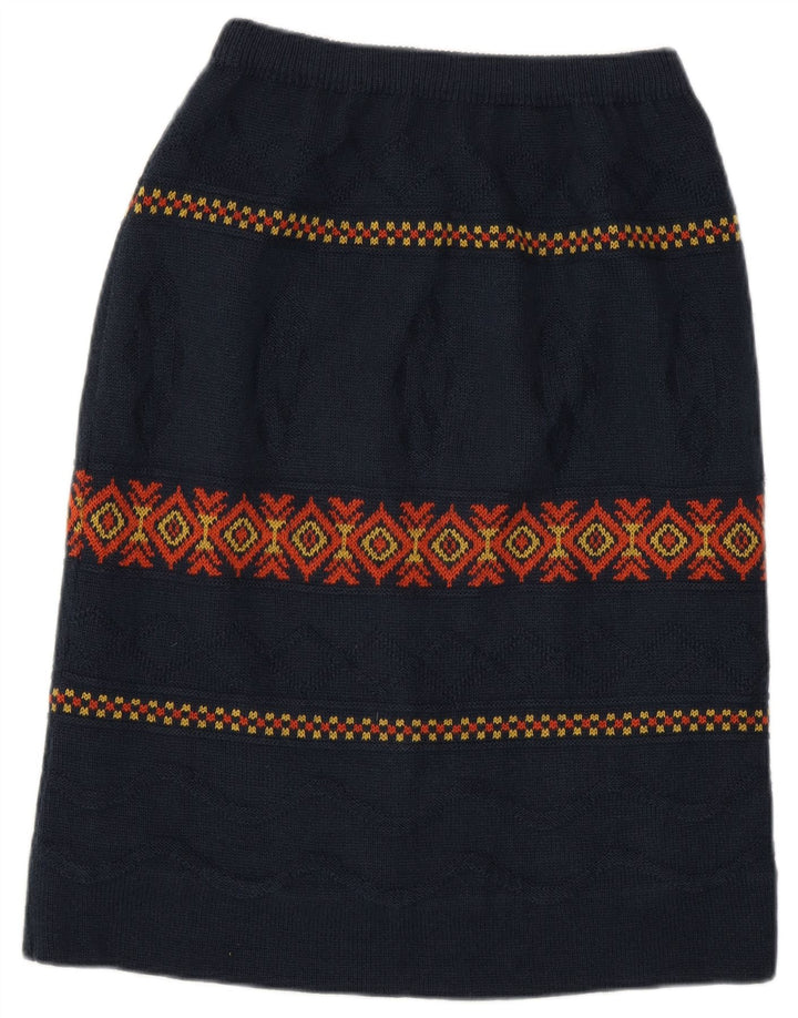Damska spódnica midi w stylu vintage W28 Średni granatowy Argyle/Diament