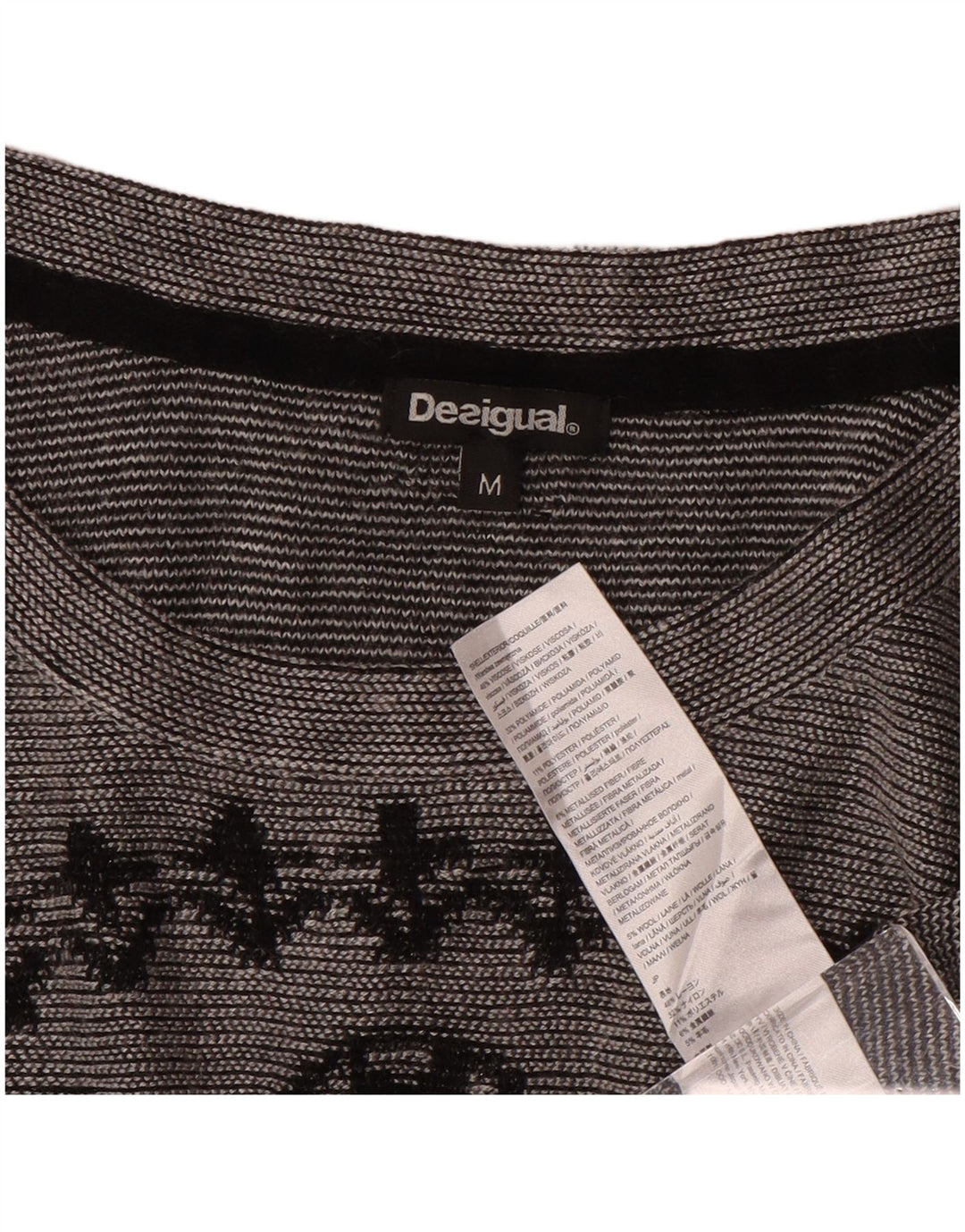 Damski graficzny top Desigual z długim rękawem UK 14, średni szary Paisley