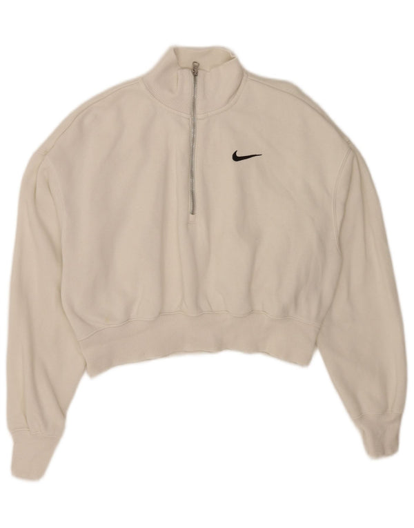 Damska bluza dresowa Nike Oversized Crop Zip Neck Sweter UK 10 Small White