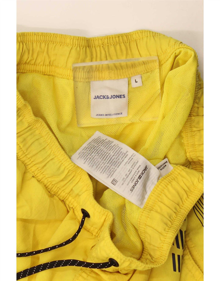 Męskie spodenki kąpielowe Jack & Jones z grafiką, duże, żółte, poliestrowe