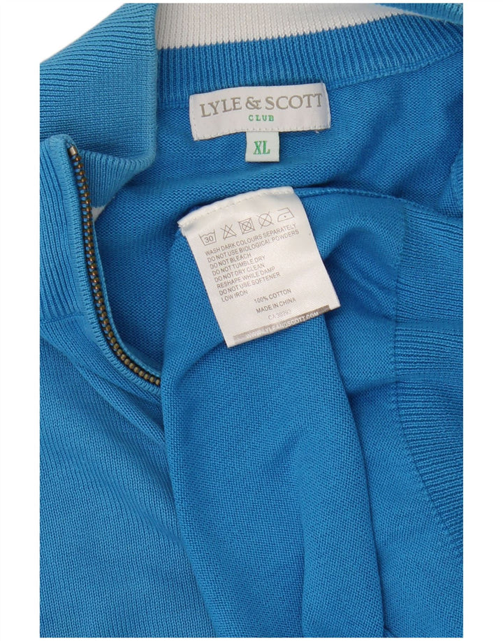 Lyle & Scott Męski sweter z zamkiem błyskawicznym XL, niebieski, bawełniany