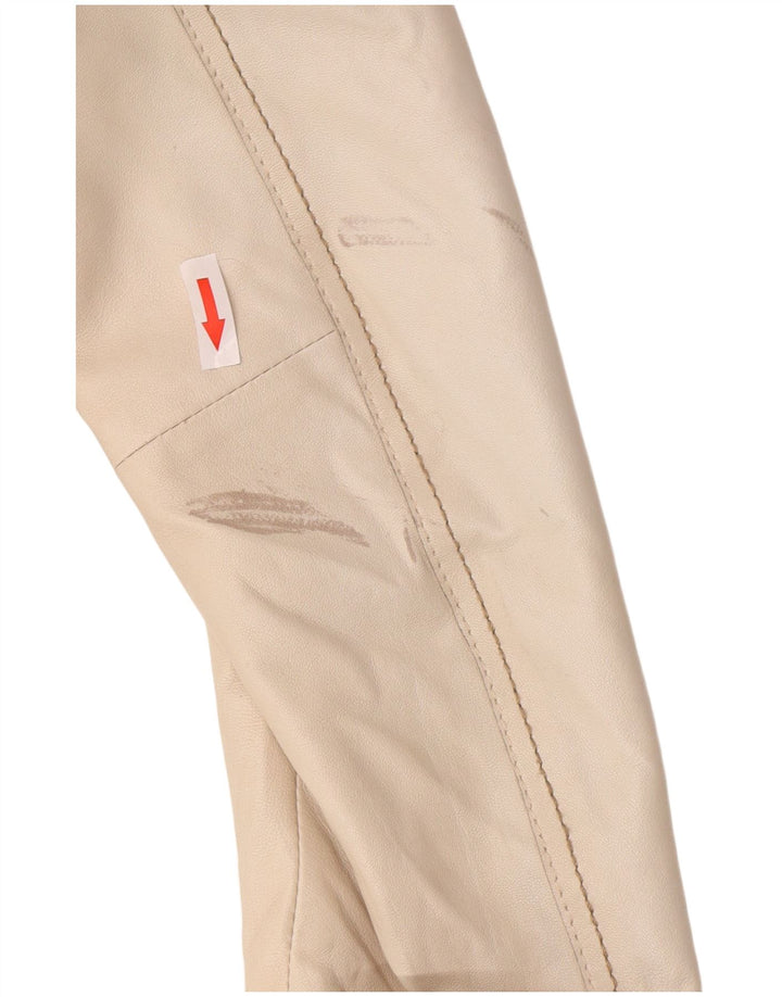 Vintage damska marynarka skórzana typu Crop UK 8 Small Beige