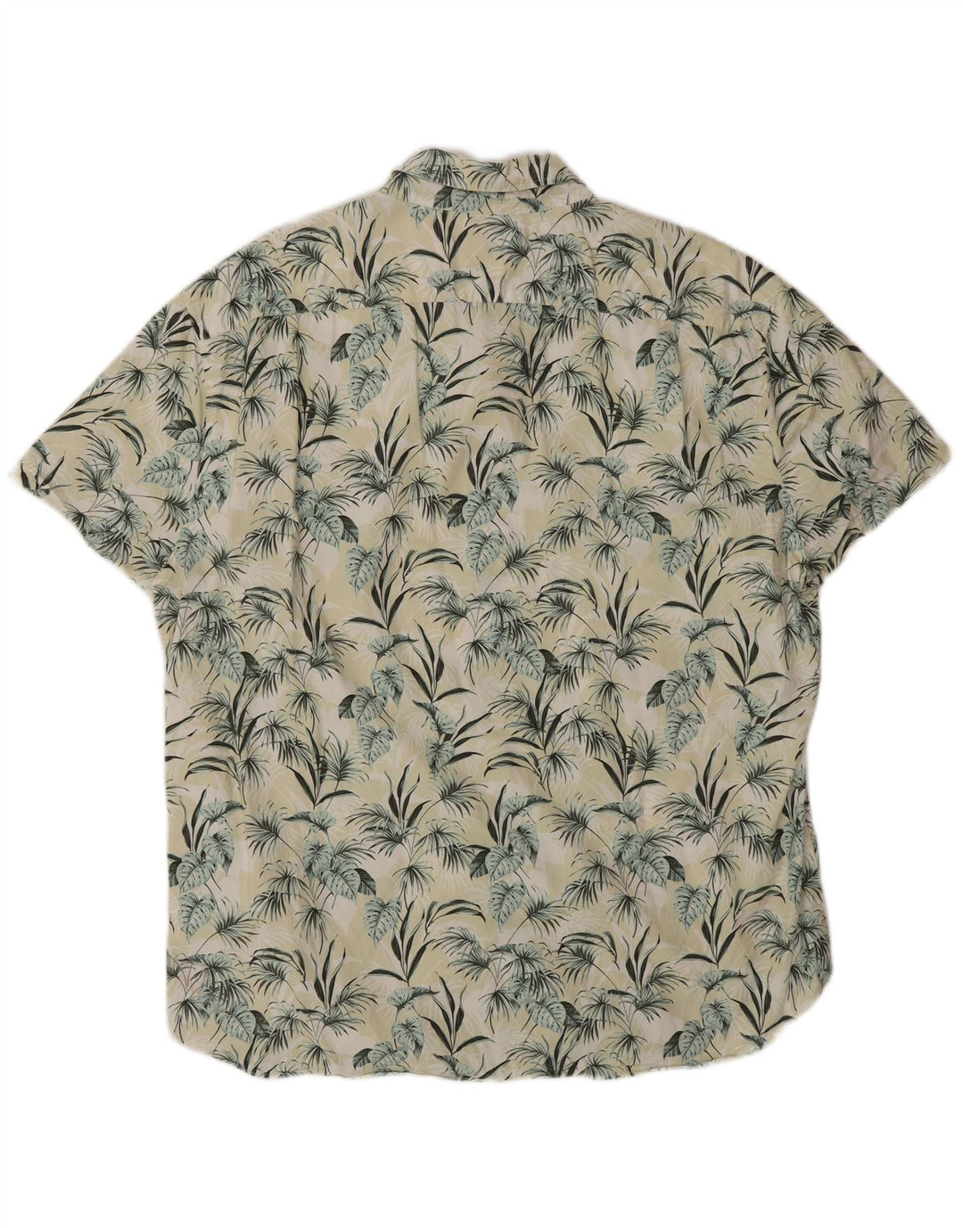 J. CREW Męska koszula z krótkim rękawem XL, żółta, bawełniana w kwiaty, hawajska