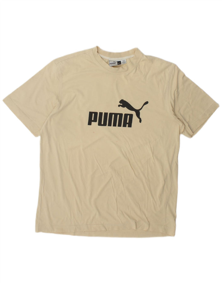 Męski T-shirt z grafiką Puma, duży, beżowy