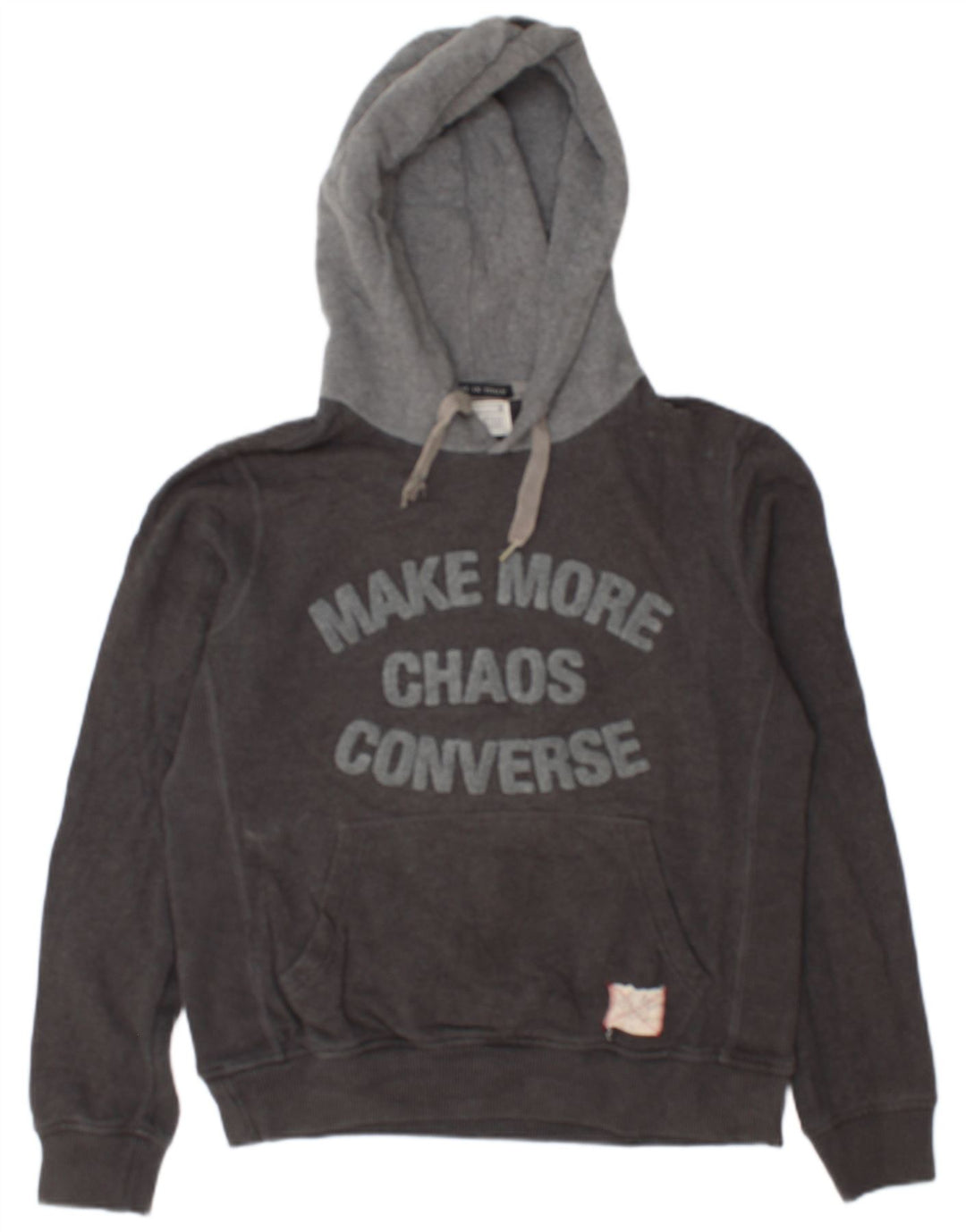 Męski sweter z kapturem Converse z grafiką, mały, szary, bawełniany