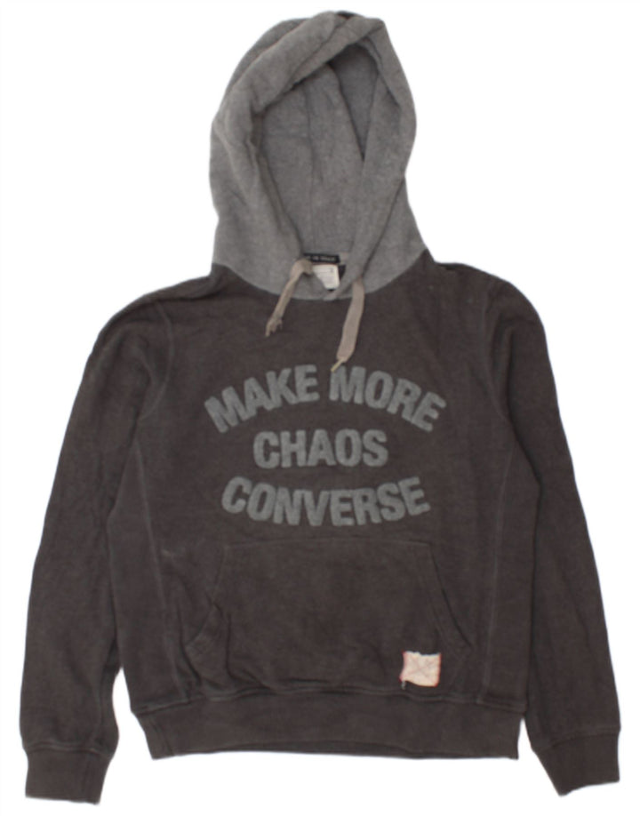 Męski sweter z kapturem Converse z grafiką, mały, szary, bawełniany
