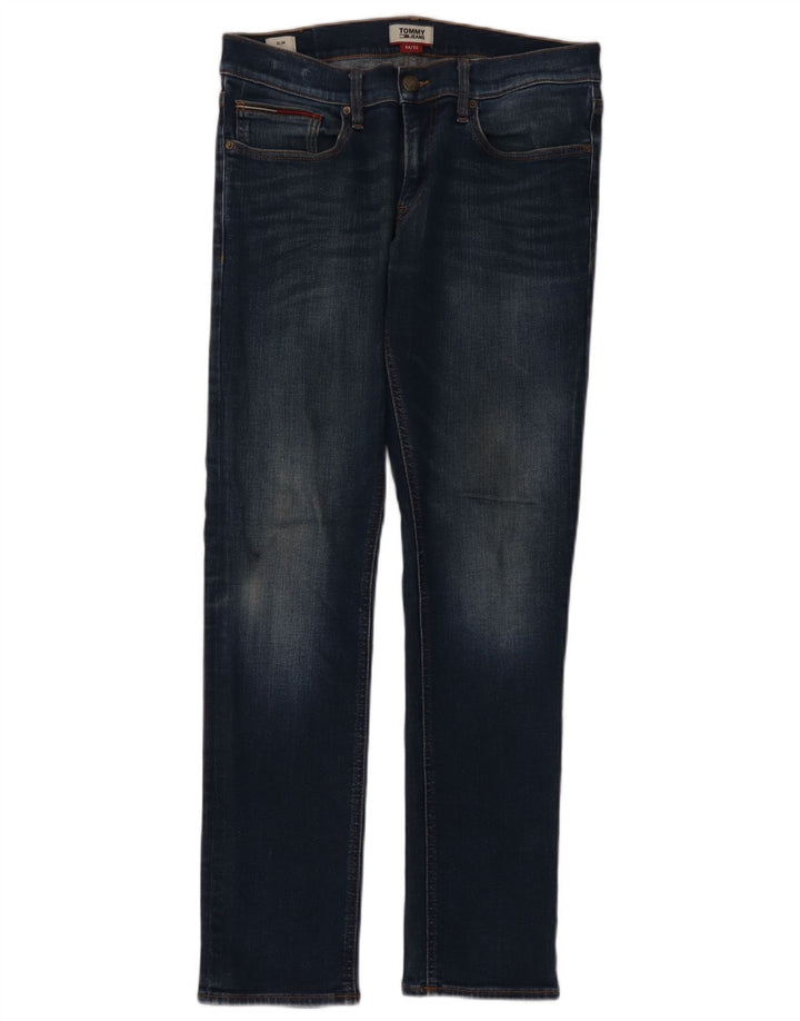 Męskie jeansy slim fit Tommy Hilfiger W34 L32 Granatowa bawełna